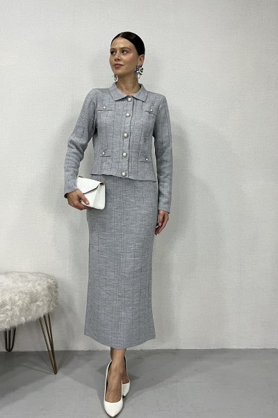 İNCİ DÜĞMELİ TRİKO HIRKA TAKIM