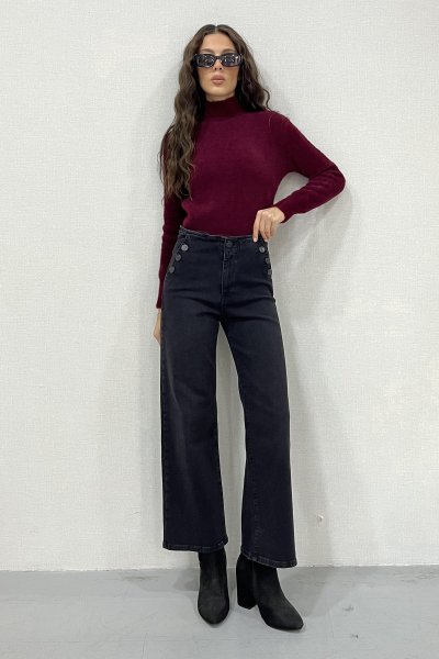 DÜĞME DETAY BOL PAÇA JEAN