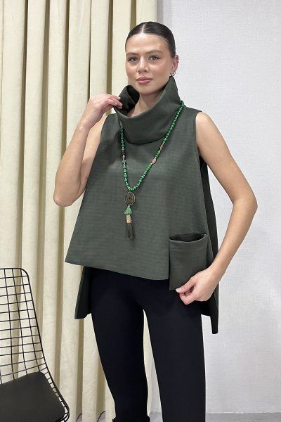 ÖN CEPLİ TASARIM NUBUK YELEK