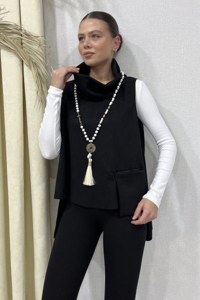 ÖN CEPLİ TASARIM NUBUK YELEK