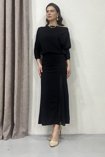 YIRTMAÇ DETAY SCUBA CREP KUMAŞ ELBİSE