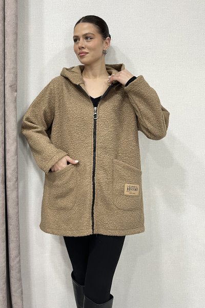 FERMUARLI KAPŞONLU BUKLET CEKET