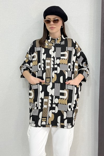 DESENLİ CEPLİ YARASA KOL KANGURU TUNİK