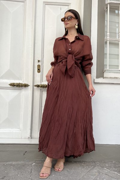 BEL LASTİKLİ KIRIŞIK ETEK