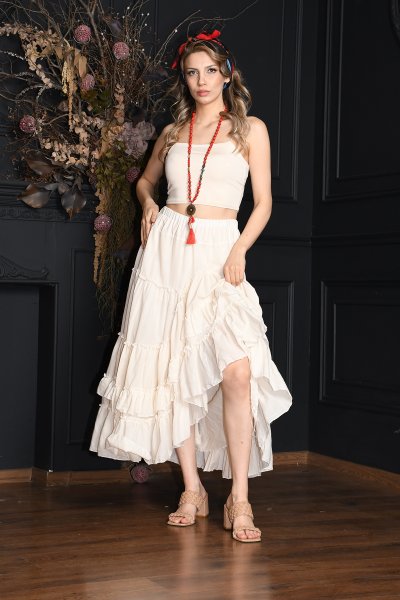 ITALY BEL LASTİKLİ FIRFIRLI ETEK