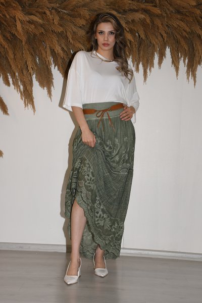 ITALY KEMERLİ DANTELLİ PAMUK ETEK