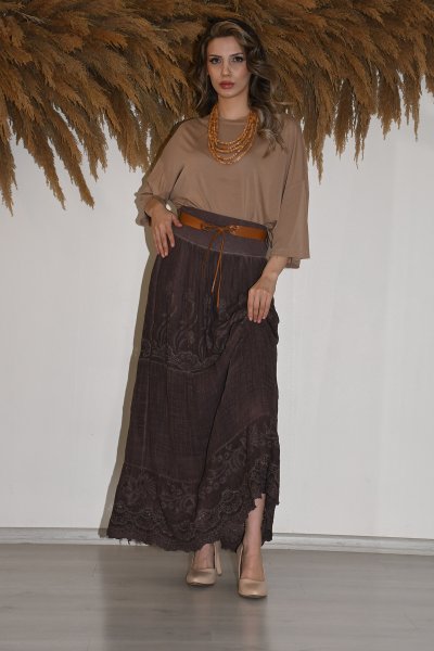 ITALY KEMERLİ DANTELLİ PAMUK ETEK