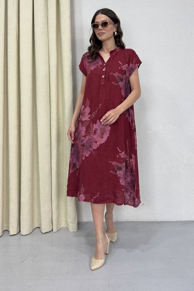 ITALY DESENLİ SIFIR KOL ELBİSE