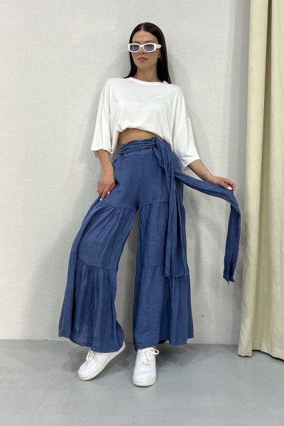 ITALY FİYONKLU BİYELİ KETEN PANTOLON