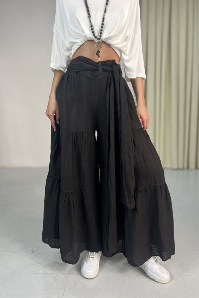 ITALY FİYONKLU BİYELİ KETEN PANTOLON