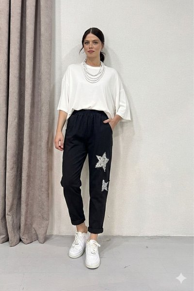 ITALY YILDIZ DESEN PULLU PANTOLON